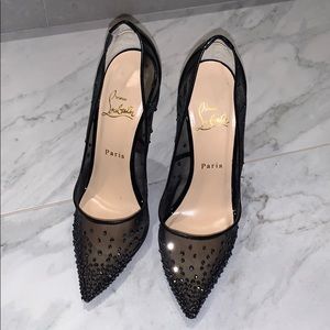 Black Swarovski crystal studded Louboutin Heels